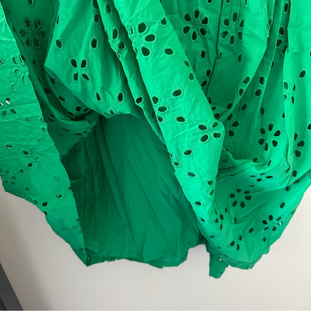 J.Crew Green Eyelet Ruffle Sleeve Dress - Picture 8 of 10